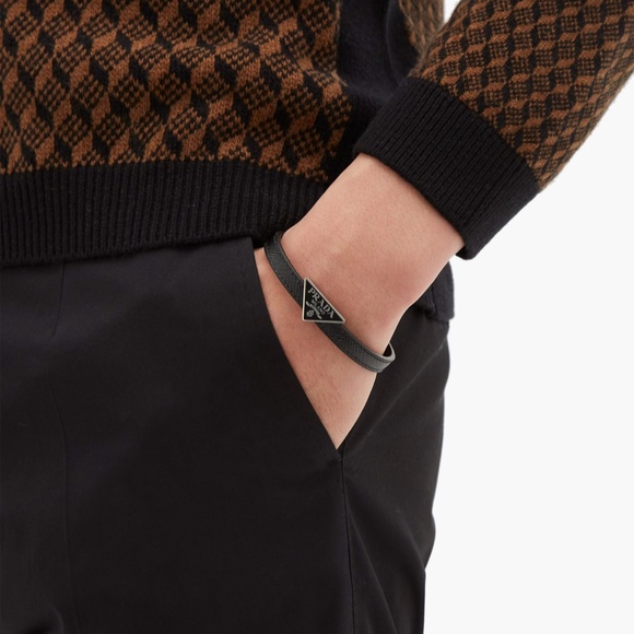 X SOLD X PRADA SAFFIANO-LEATHER BRACELET - Picture 2 of 3